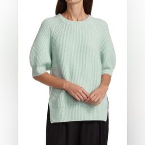 LOULOU STUDIO Rib-Knit Cashmere Sweater in Ice Blue Medium #quiet luxury